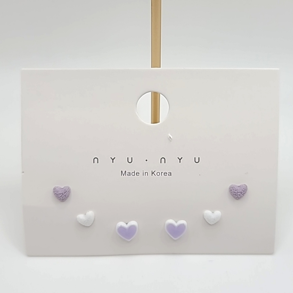 Pastel Lavender Heart Stud Earring Set - Picture 2 of 4